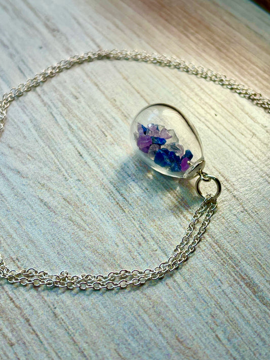 Customizable Crystal/Birthstone Necklace in glass teardrop