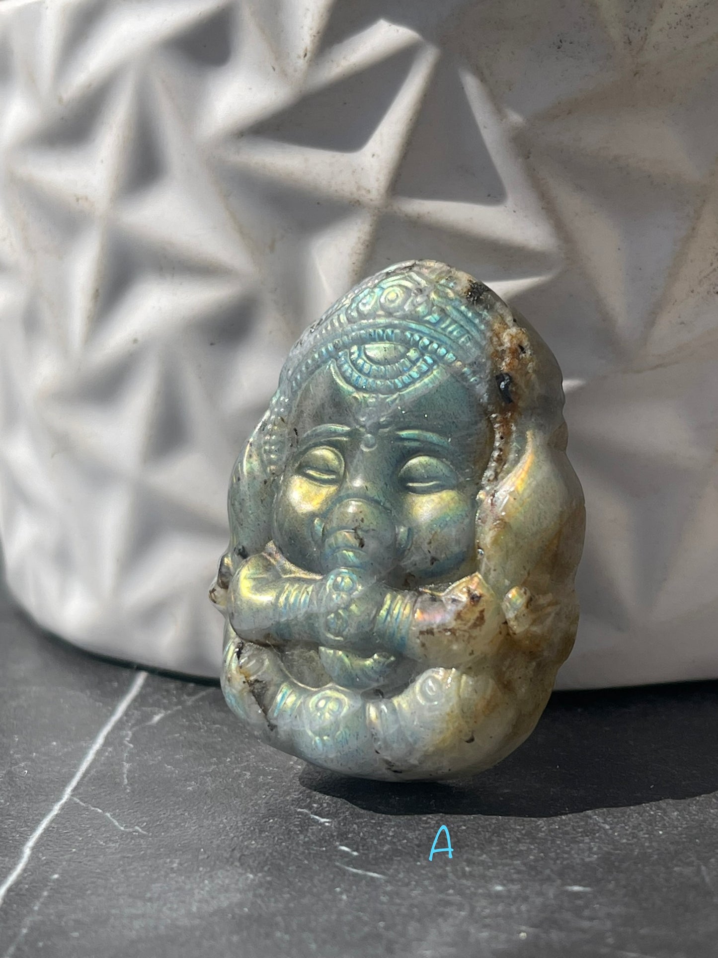Carved Labradorite Ganesha