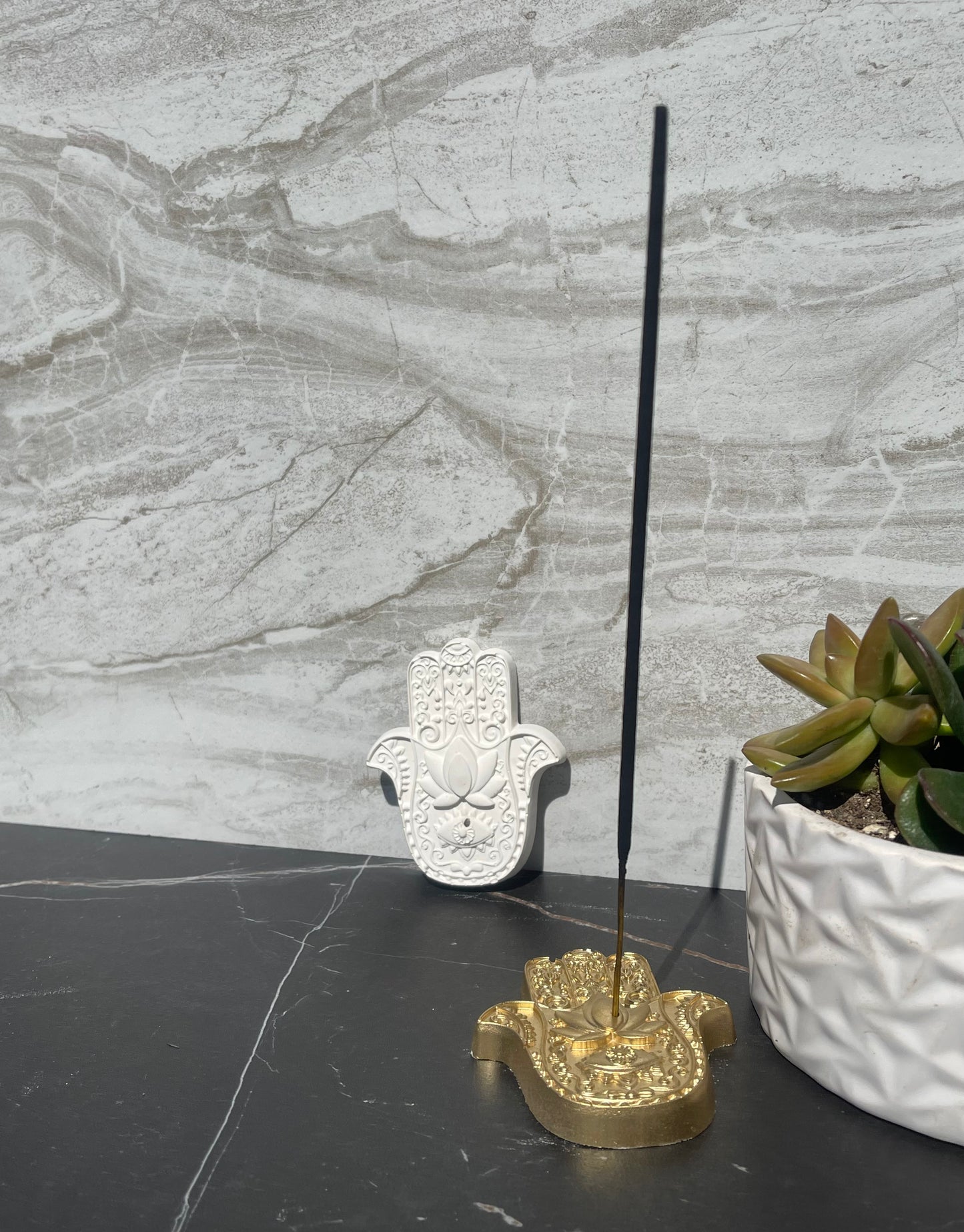 Cement Incense Holder (Hamsa)