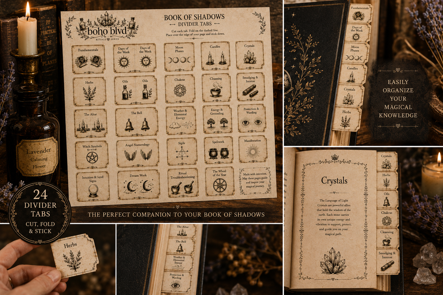 Book of Shadows Divider Tabs (NOT DIGITAL, will be sent)