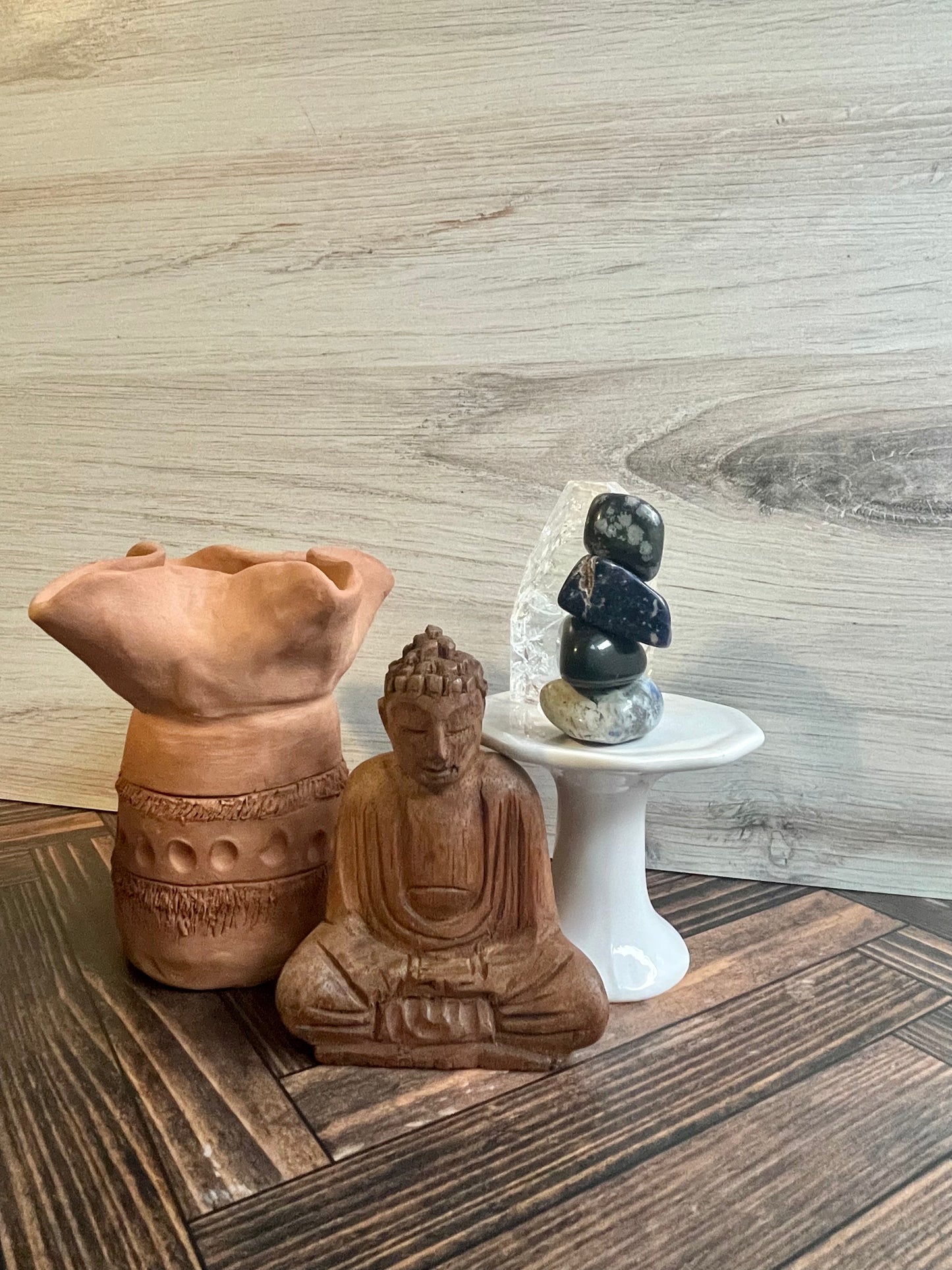 Hand Carved Wooden Meditating Buddha