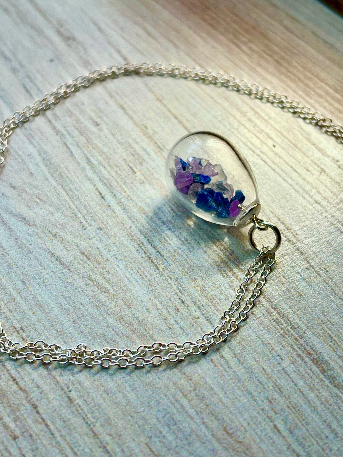 Customizable Crystal/Birthstone Necklace in glass teardrop