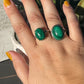 Adjustable Silver Plated Malachite Rings
