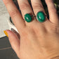 Adjustable Silver Plated Malachite Rings
